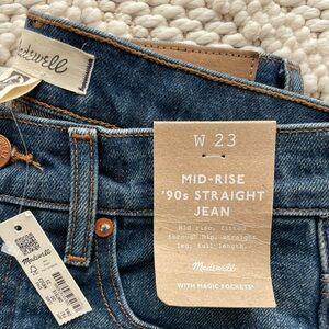 NWT Madewell The '90s Straight Mid-Rise Jean
